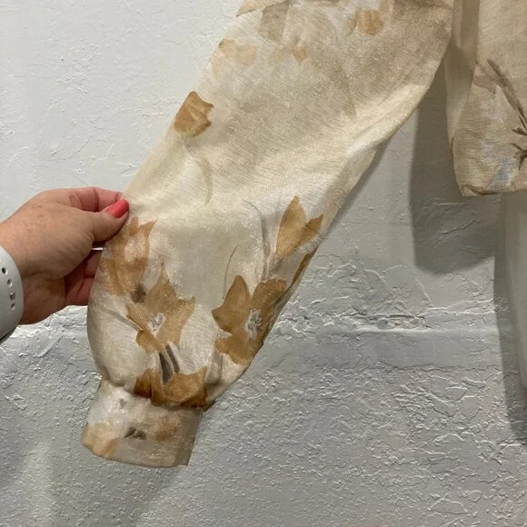 Vintage Y2K BETSY's THINGs Button Down Crop Shirt Top Sheer Floral 14 - Picture 9 of 11